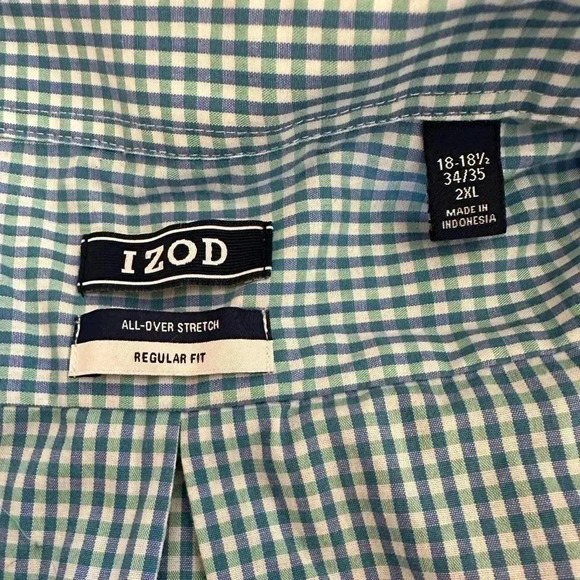 IZOD Shirt Men's Collared Plaid Long Sleeve Button Down Size 2XL  XXL - Picture 2 of 7